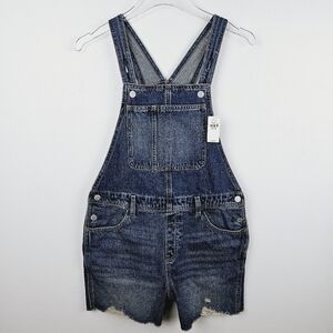 Old Navy #792617 Girl's Distressed Denim Shortalls NWT, size XL (14-16)